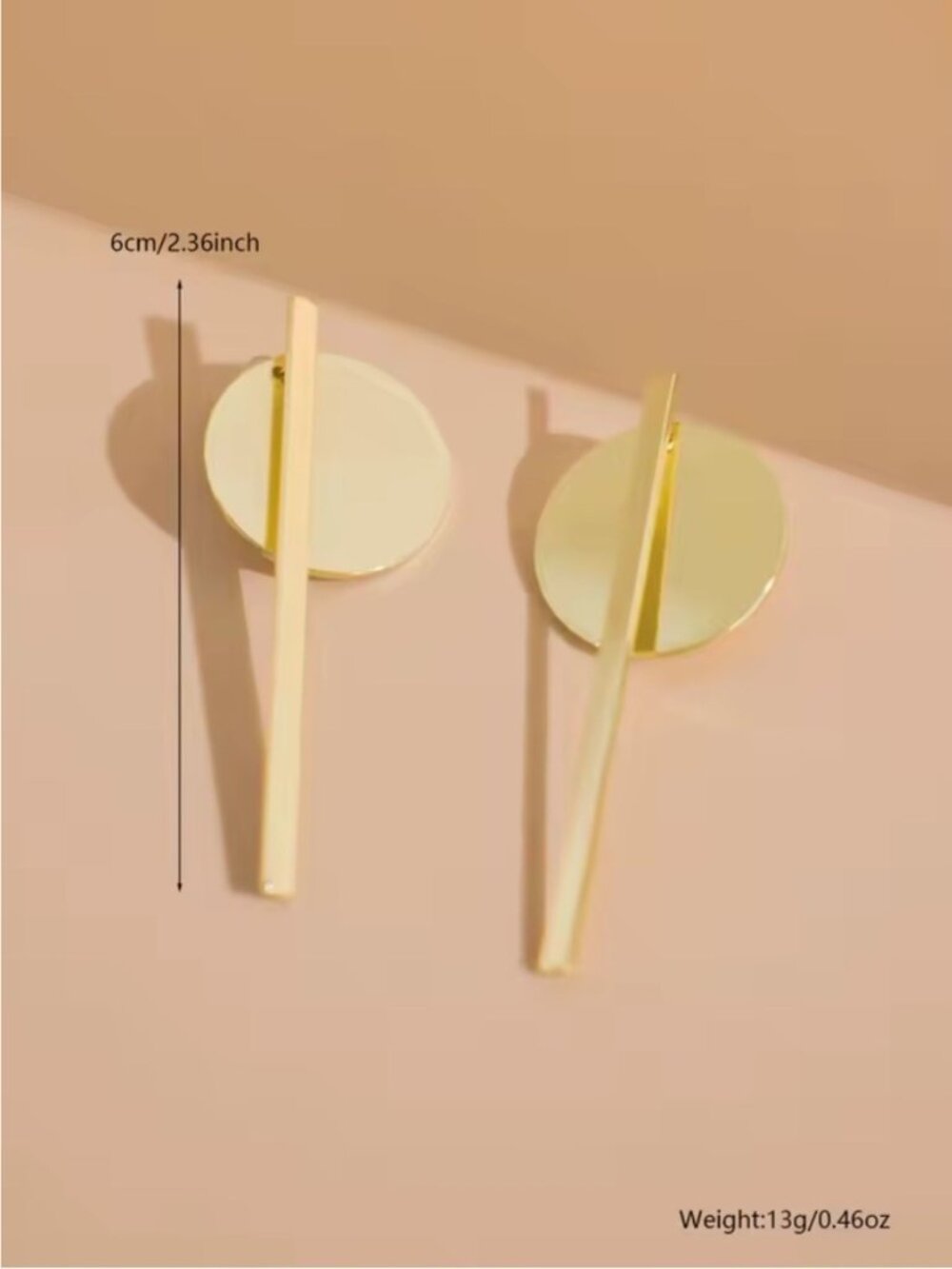 Axis Gold Linear Disc Earrings - Picture 3 of 4